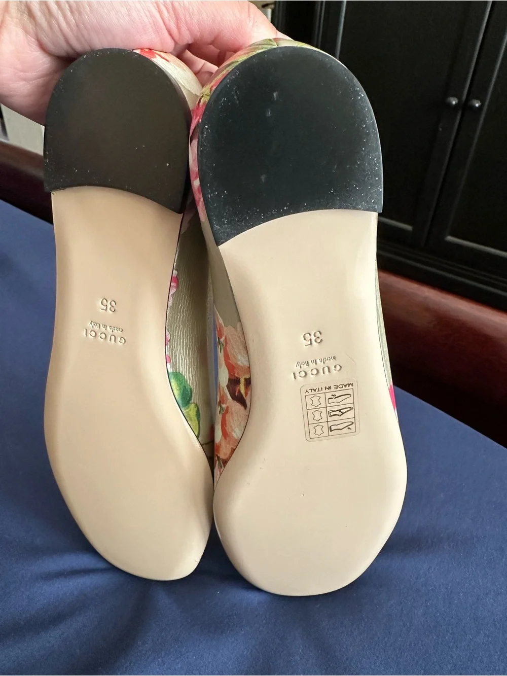 Gucci Floral Ballet Flats in Red, Pink, Green and Cream